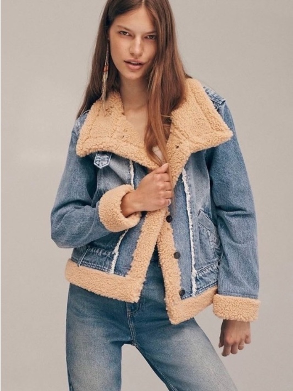 Free People Jacket Women’s Small We The Free Rylee Cozy Moto Jacket Sherpa